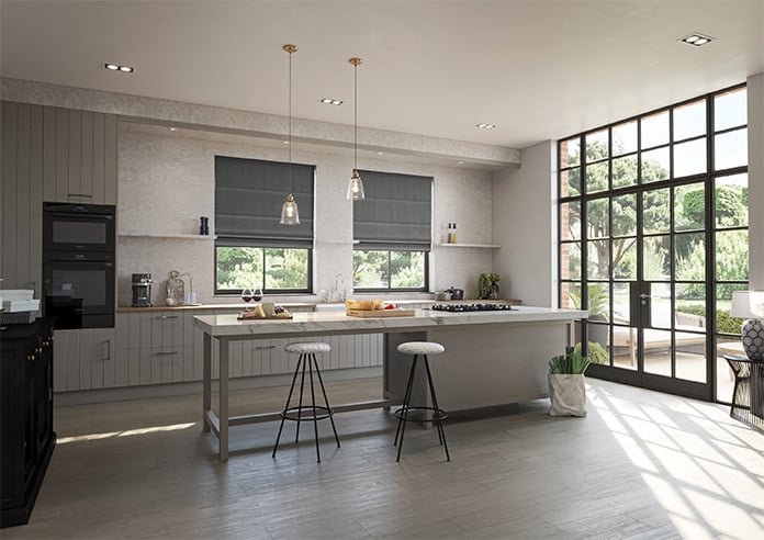 Ultra Luxe Velvet, Dark Grey - Motorised Roman Blind - Image 6